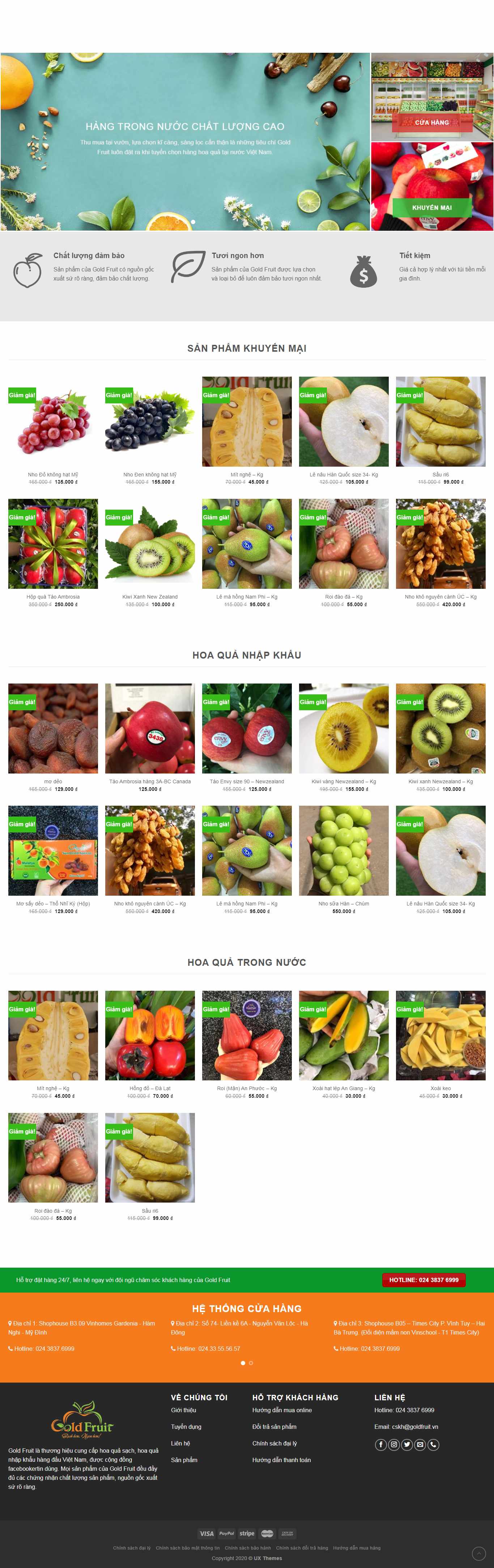 Thiết kế web hoa quả sạch - goldfruit.vn