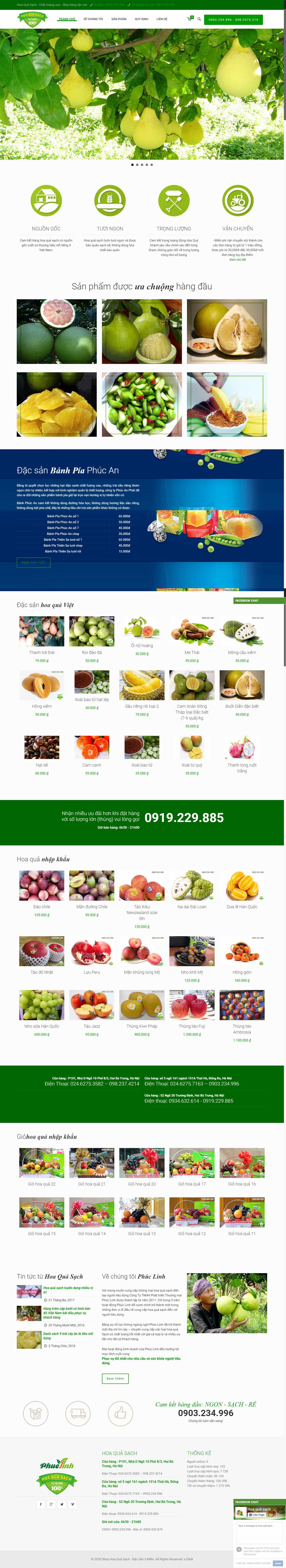 Thiết kế web hoa quả sạch - www.hoaquasach.vn