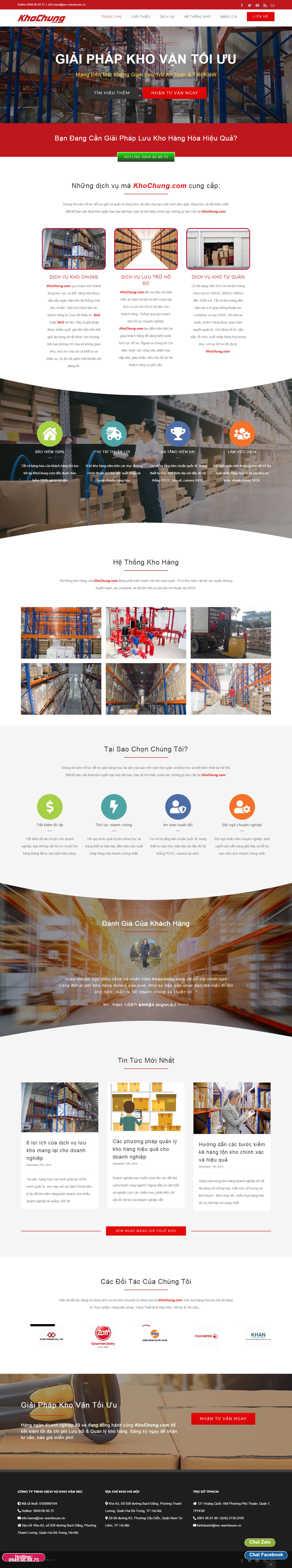 Thiết kế web kho bãi - khochung.com