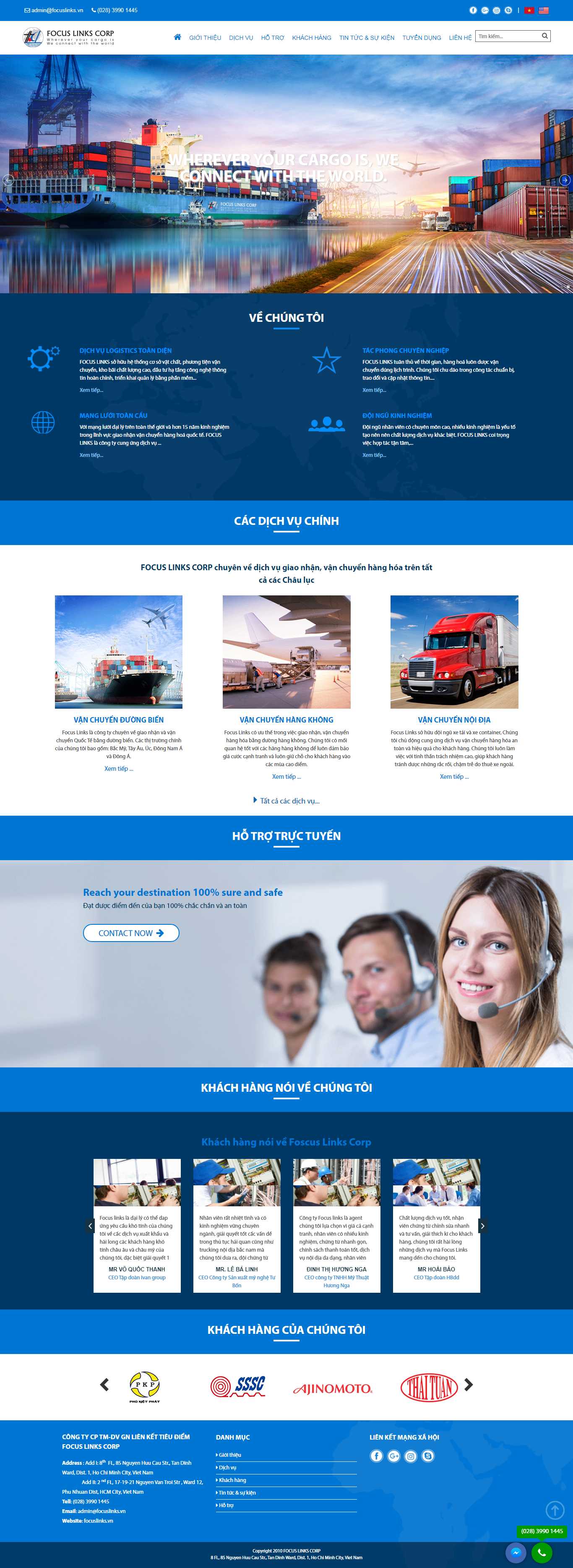 Thiết kế web kho bãi - focuslinks.vn