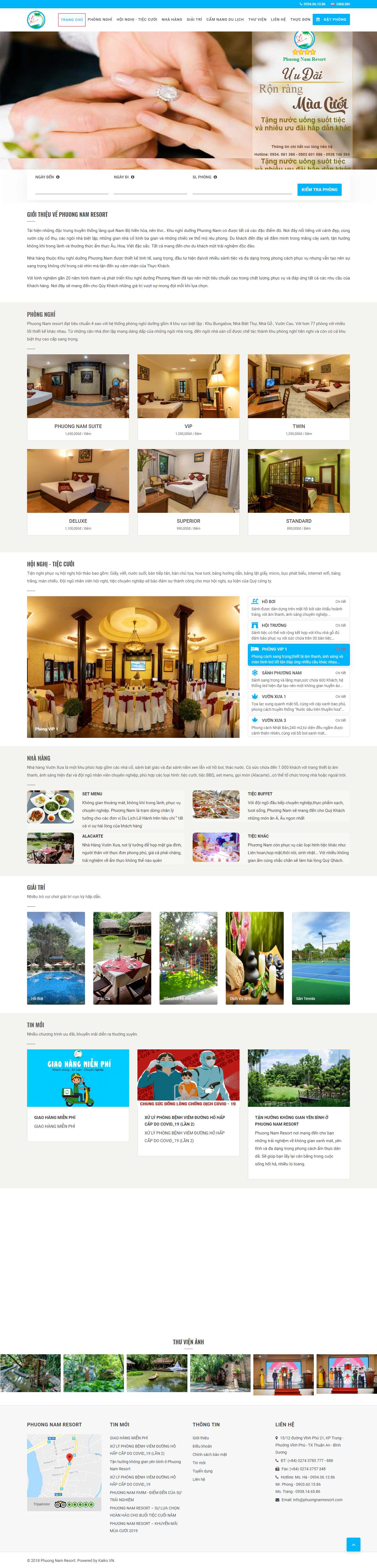 Thiết kế web khu nghỉ dưỡng - www.phuongnamresort.com