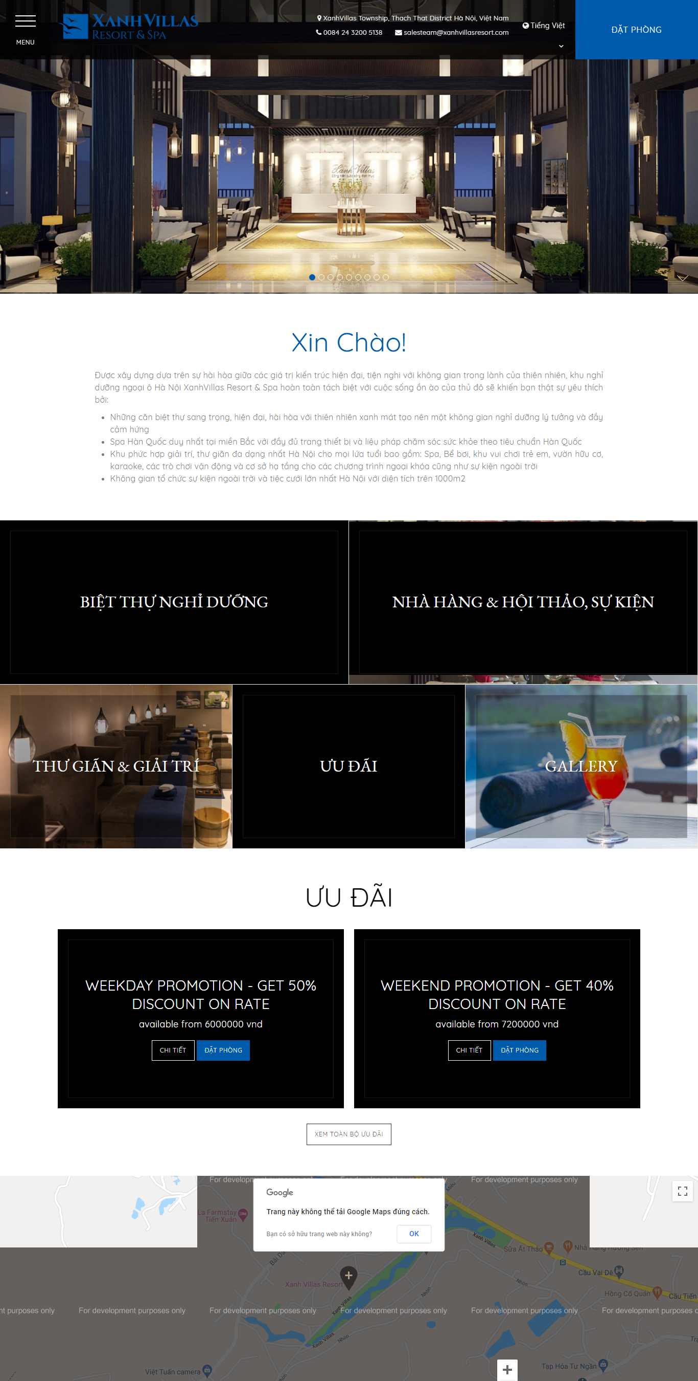 Thiết kế web khu nghỉ dưỡng - www.xanhvillasresort.com