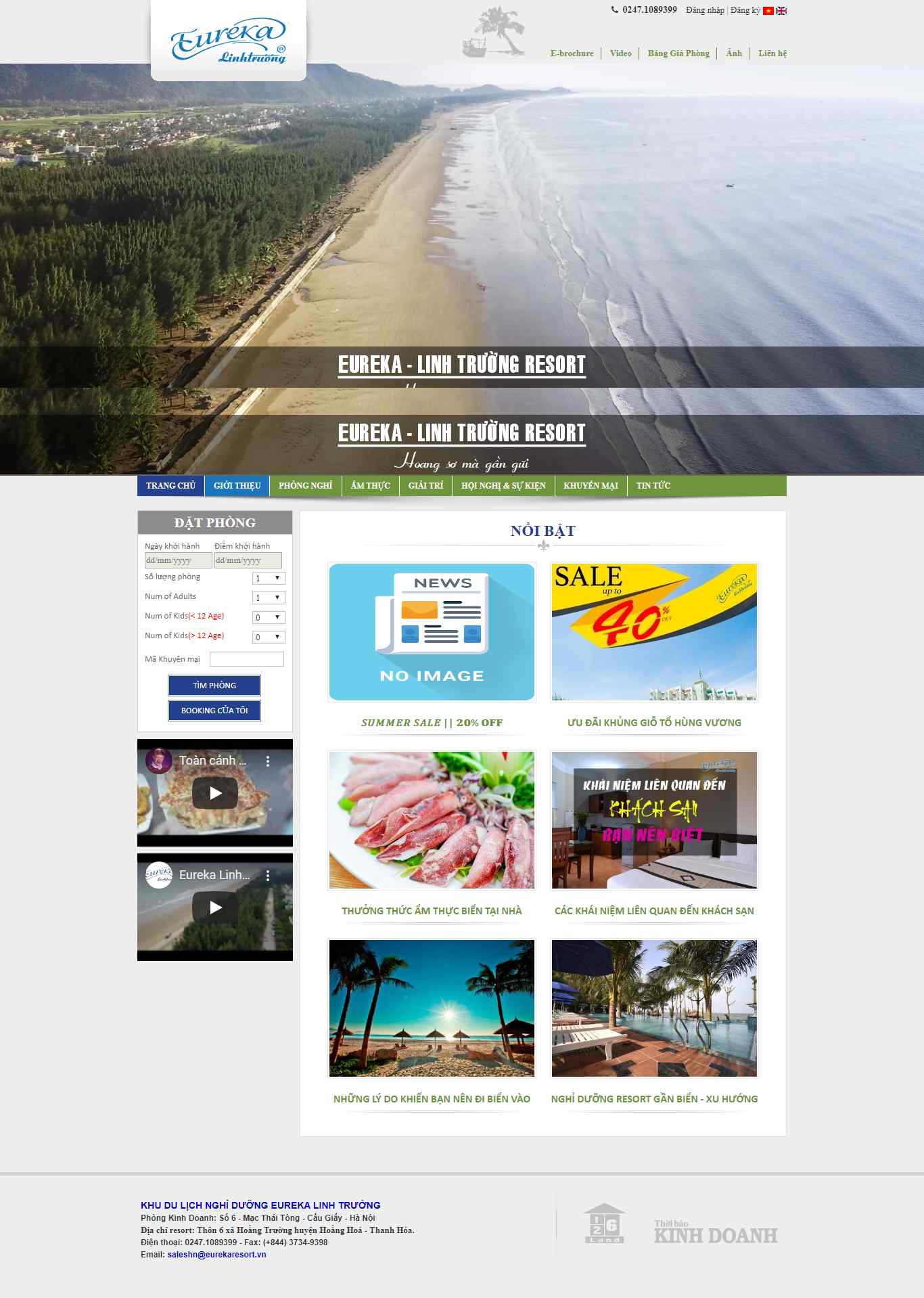 Thiết kế web khu nghỉ dưỡng - eurekaresort.vn