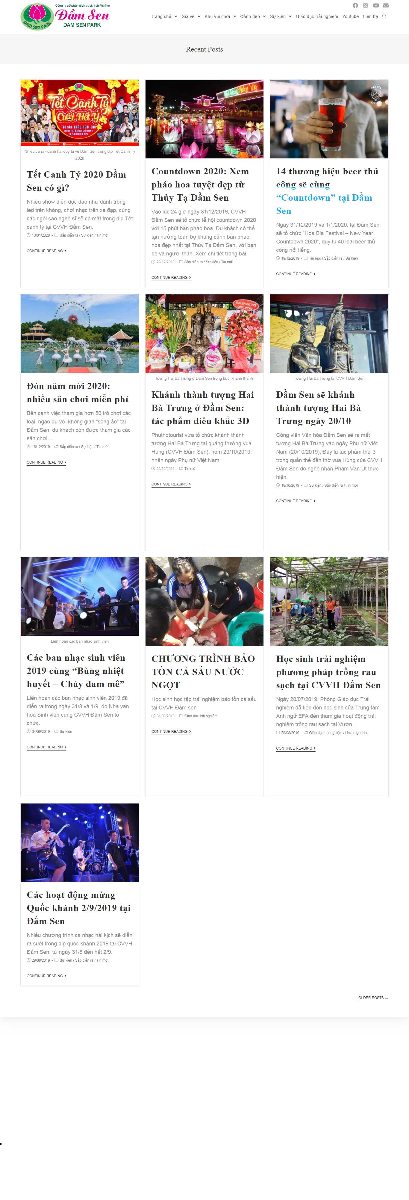 Thiết kế web khu vui chơi - damsenpark.vn