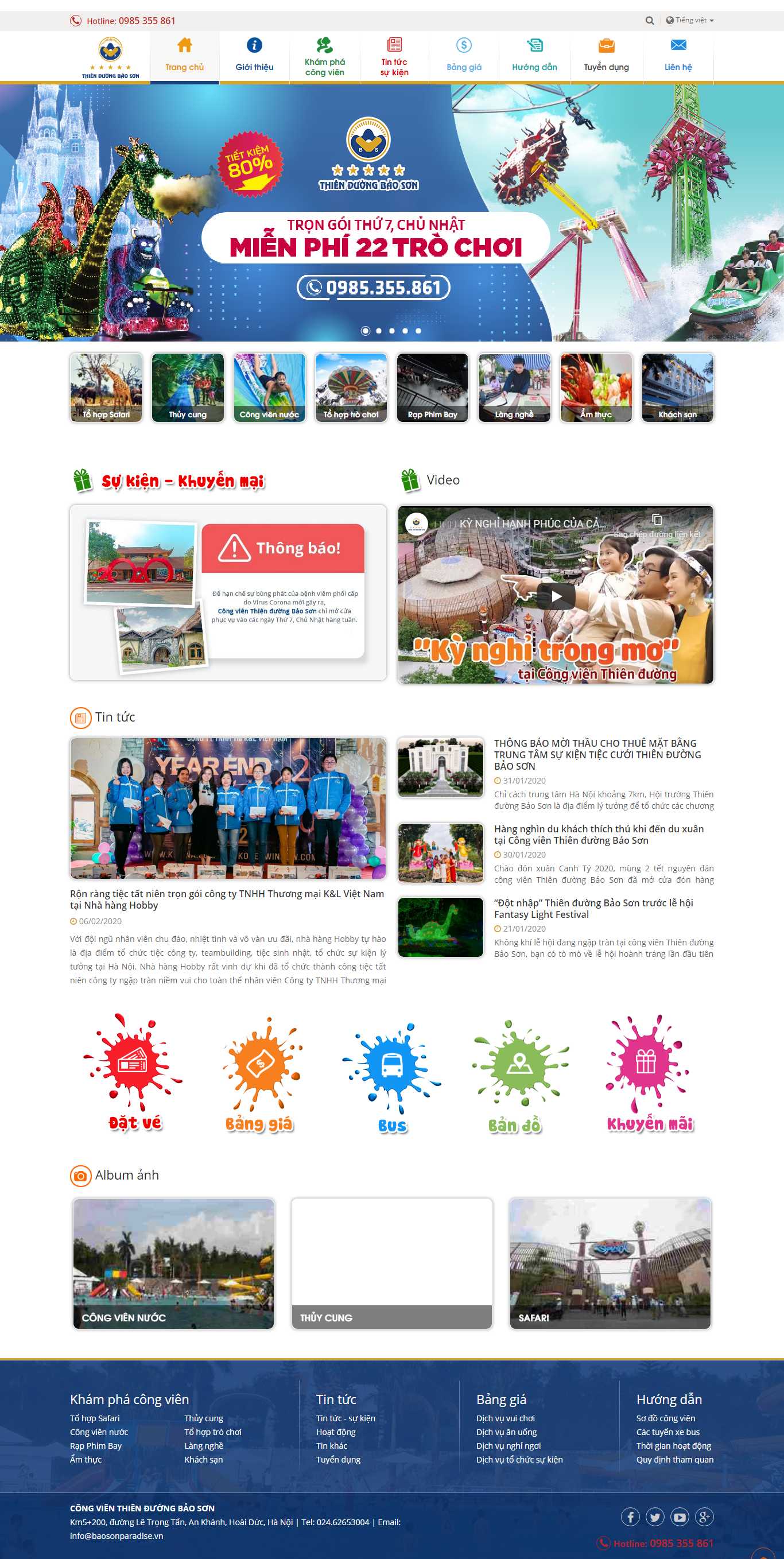 Thiết kế web khu vui chơi - baosonparadise.vn