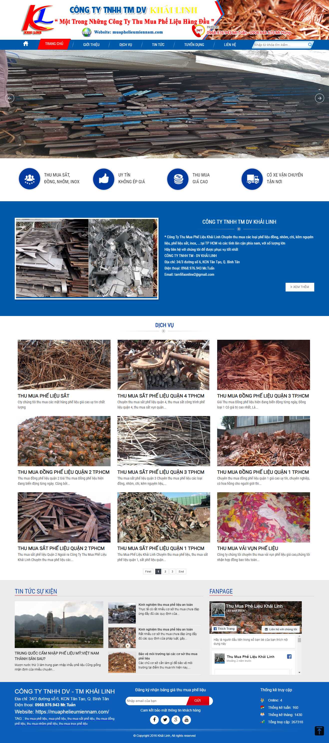 Thiết kế web kinh doanh phế liệu - muaphelieumiennam.com