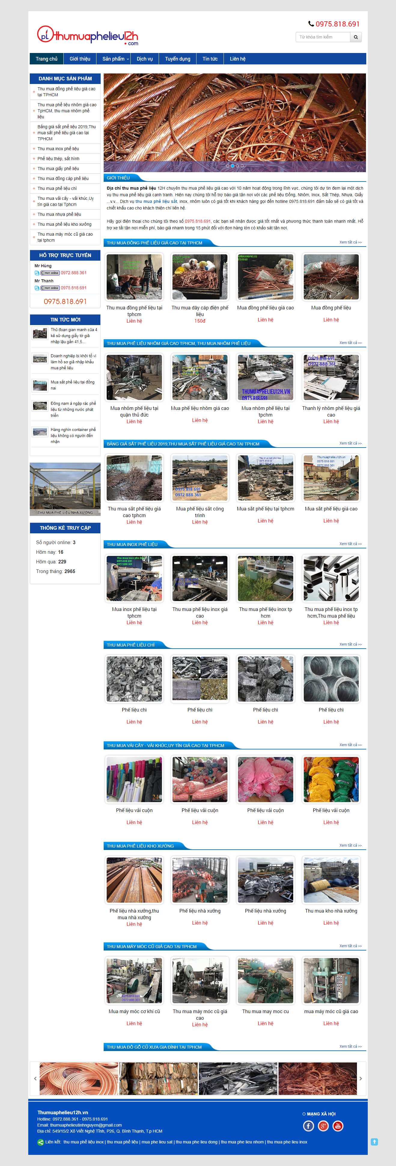 Thiết kế web kinh doanh phế liệu - thumuaphelieu12h.vn