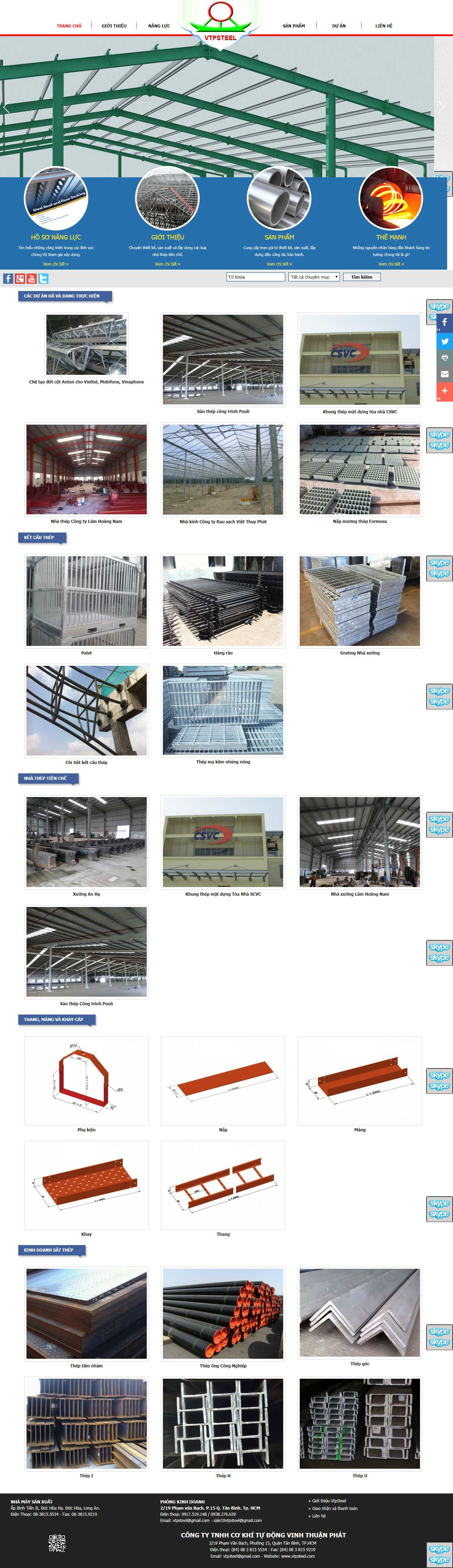 Thiết kế web kinh doanh sắt thép - www.vtpsteel.com