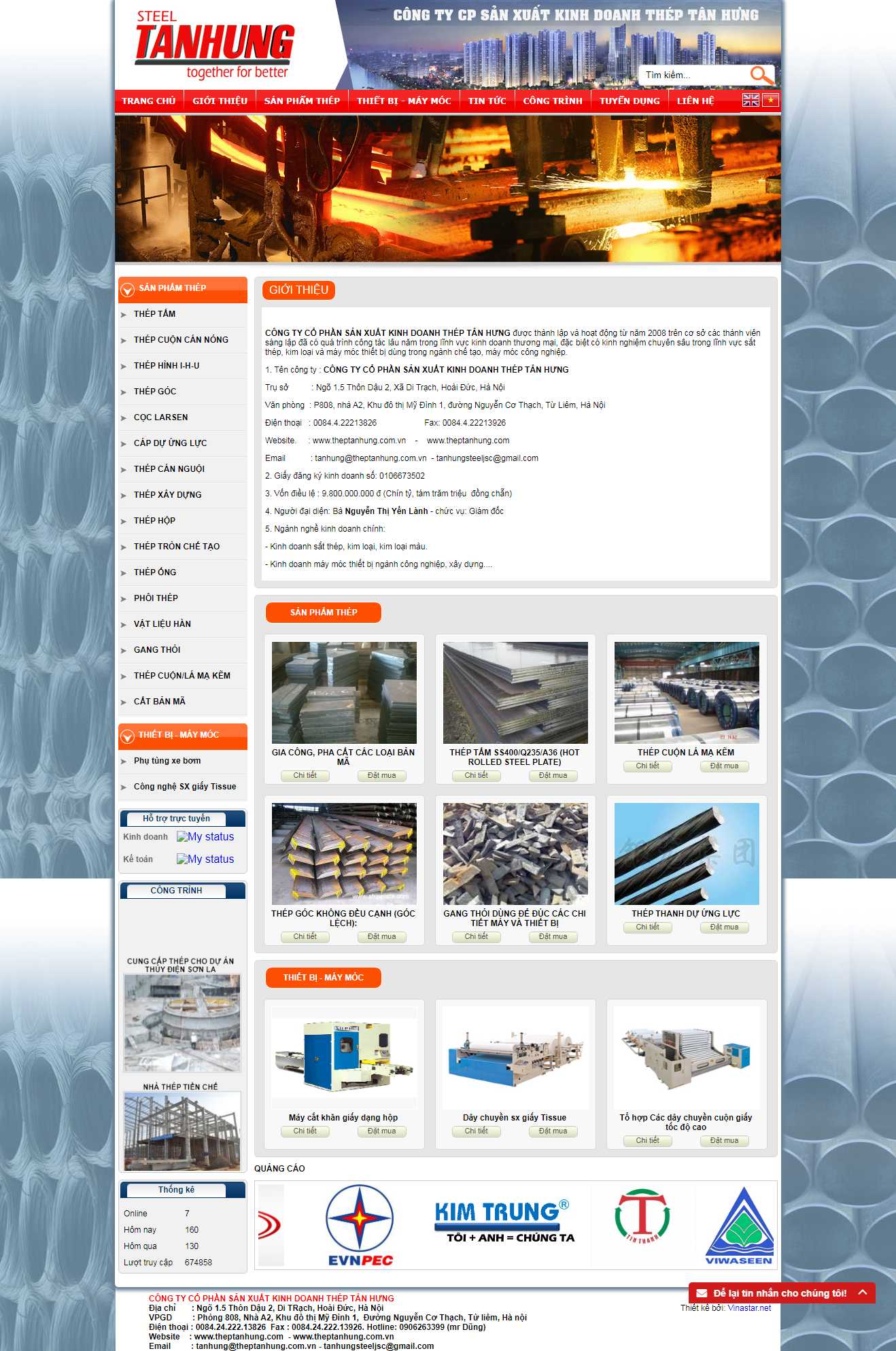 Thiết kế web kinh doanh sắt thép - www.theptanhung.com.vn