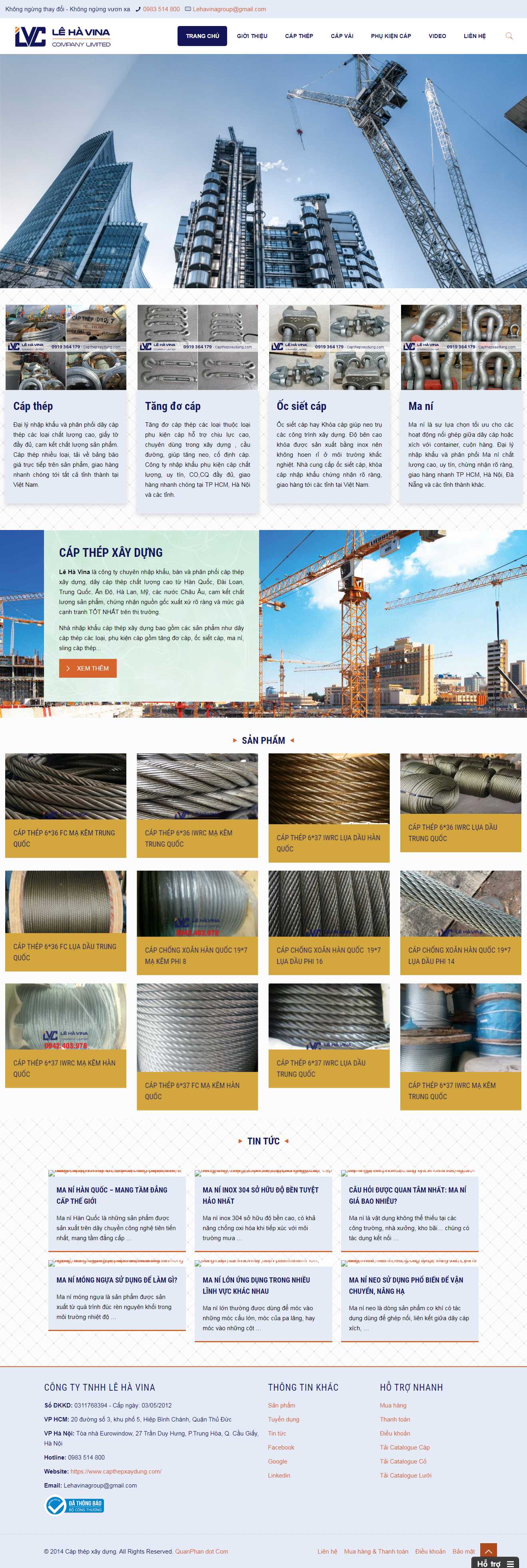 Thiết kế web kinh doanh sắt thép - www.capthepxaydung.com
