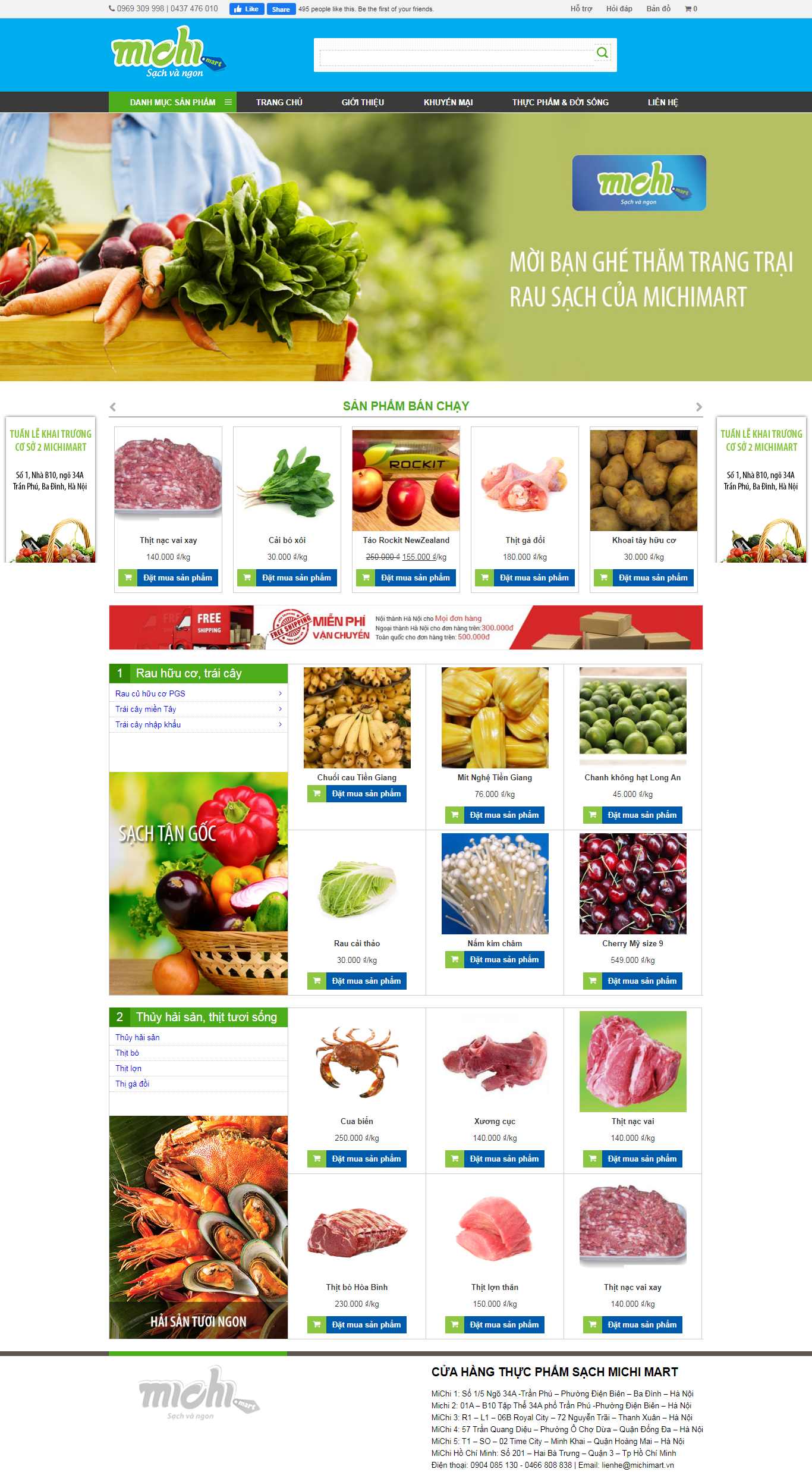 Thiết kế web kinh doanh thực phẩm sạch - michimart.vn