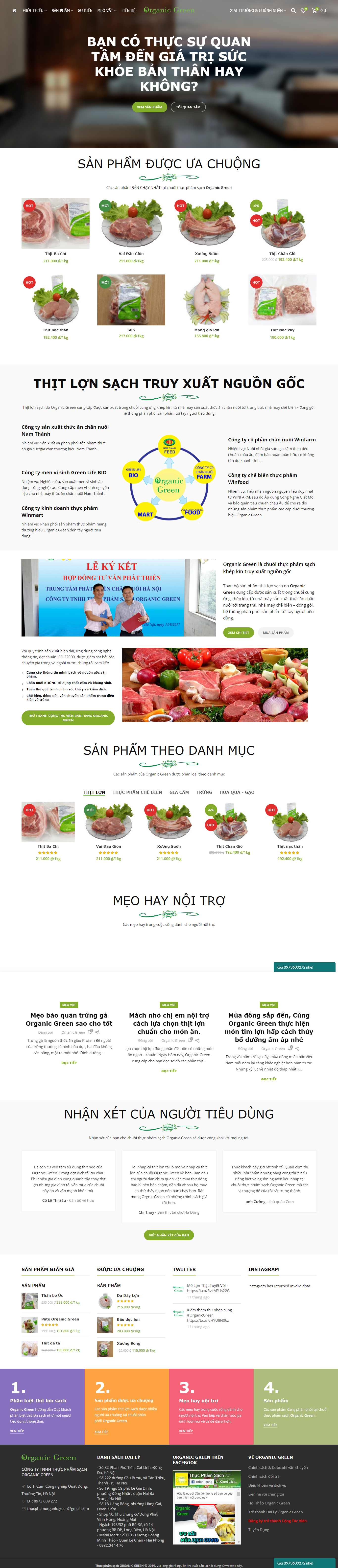 Thiết kế web kinh doanh thực phẩm sạch - thucphamorganicgreen.com