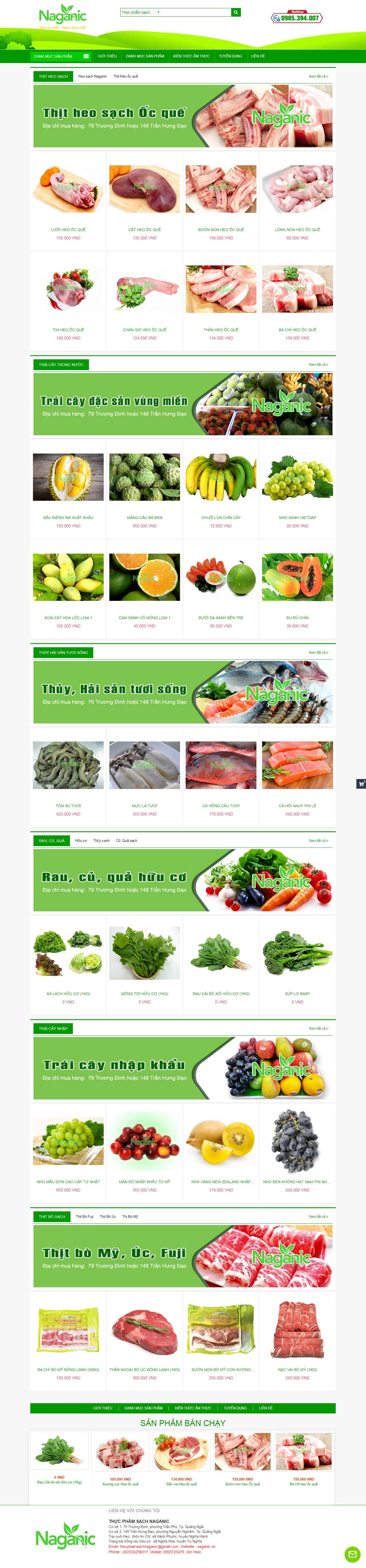 Thiết kế web kinh doanh thực phẩm sạch - naganic.vn