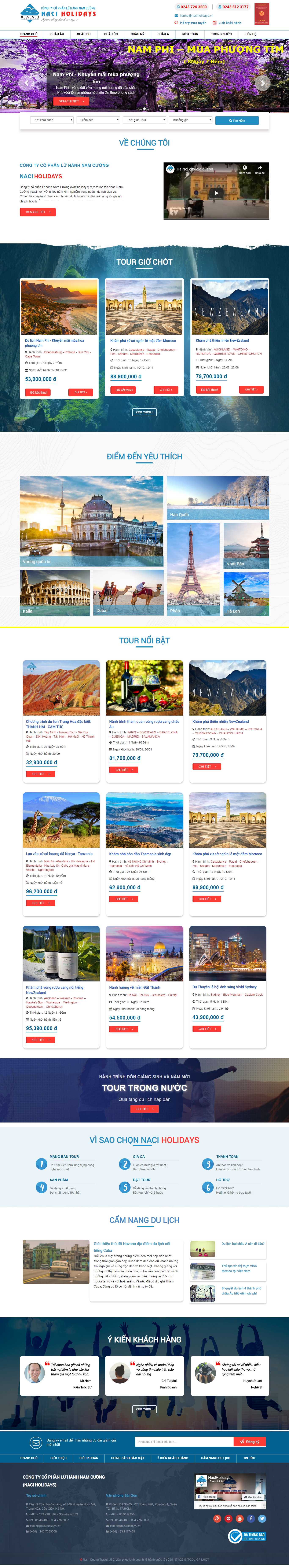 Thiết kế web lữ hành - naciholidays.vn