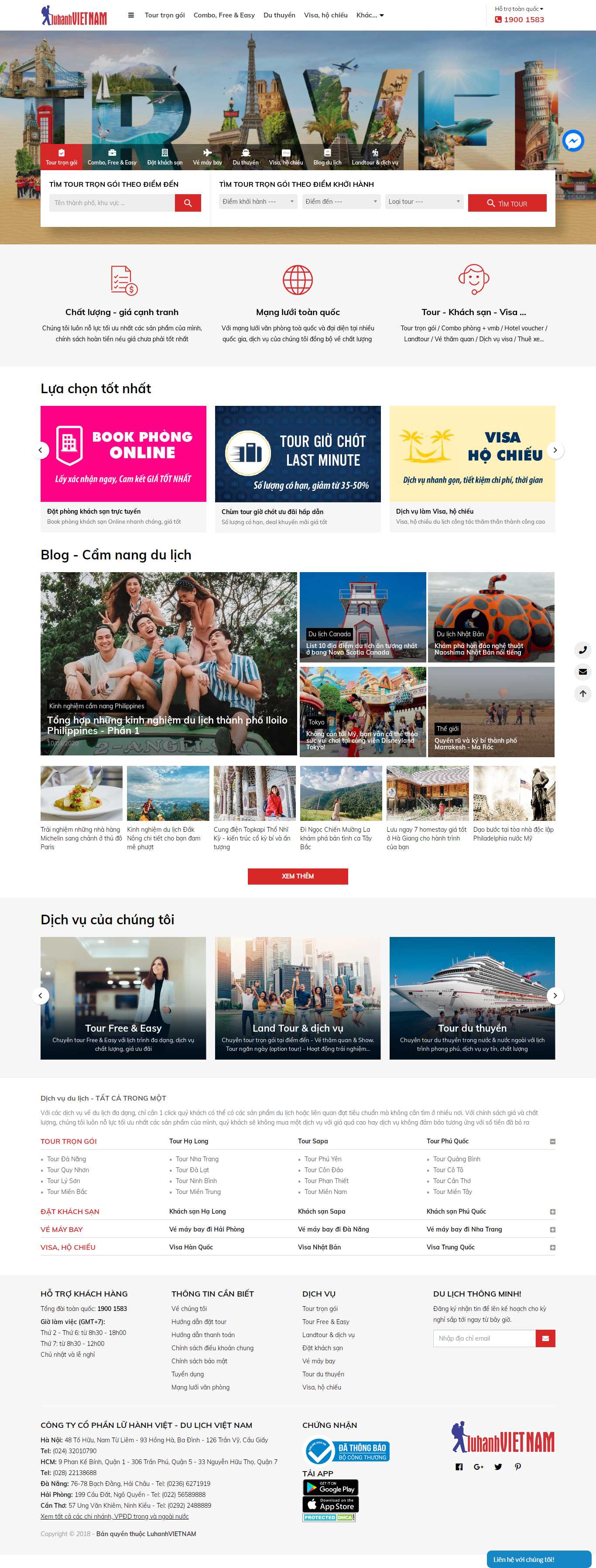 Thiết kế web lữ hành - luhanhvietnam.com.vn