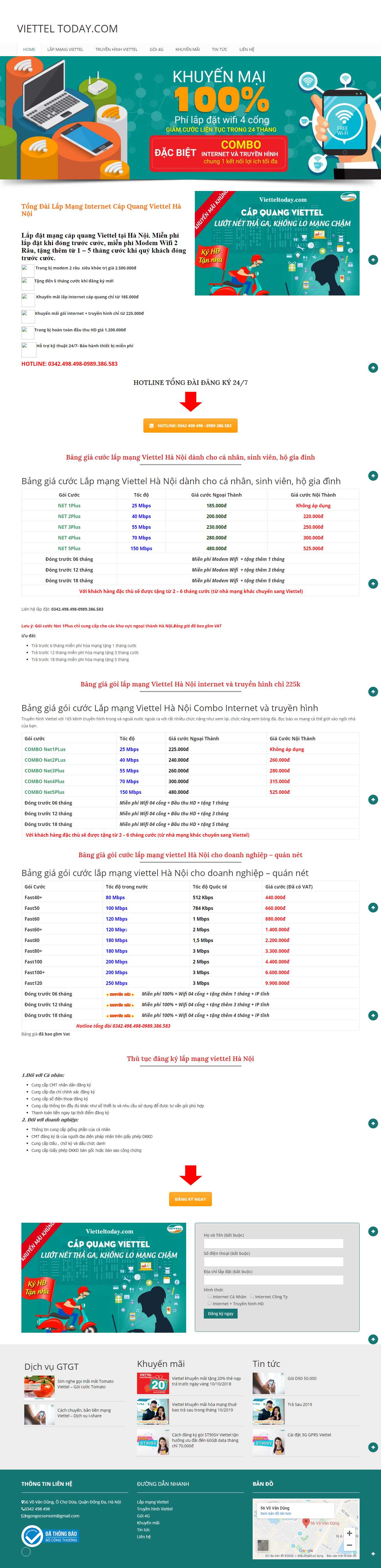 Thiết kế web lắp đặt mạng internet - vietteltoday.com