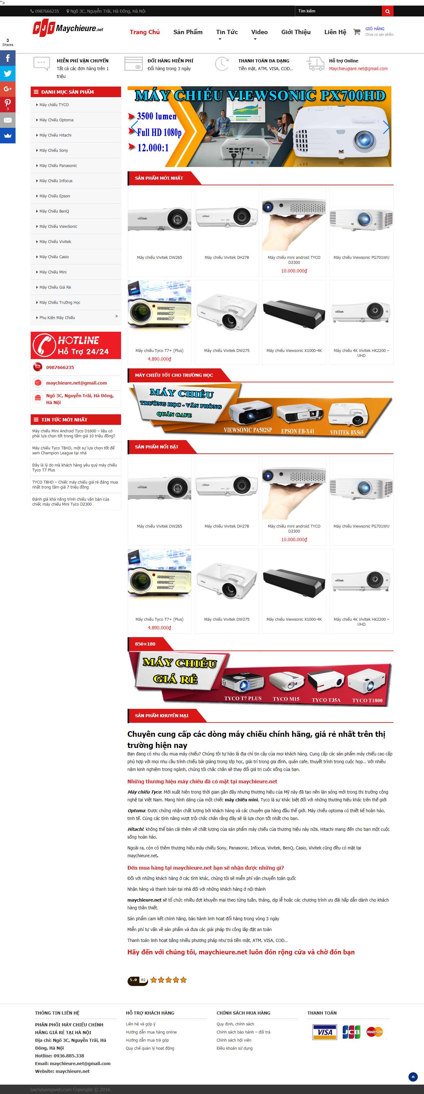 Thiết kế web máy chiếu - maychieure.net