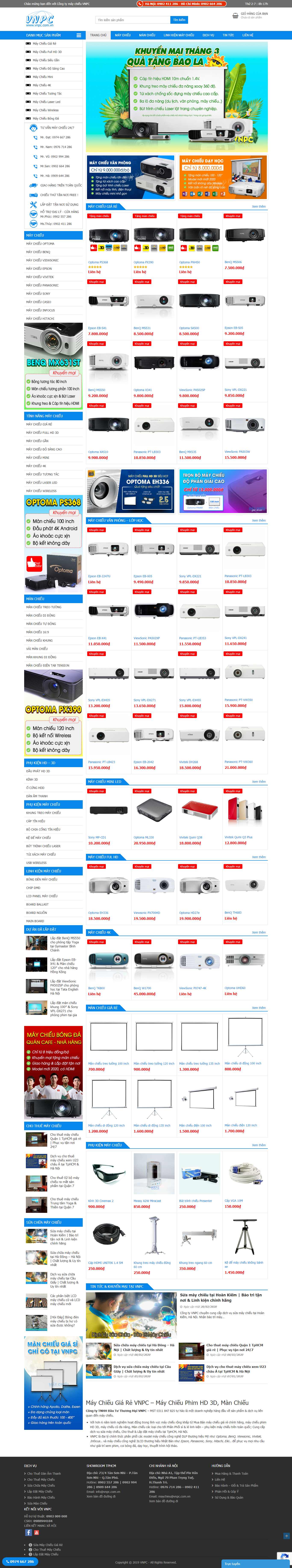 Thiết kế web máy chiếu - vnpc.com.vn