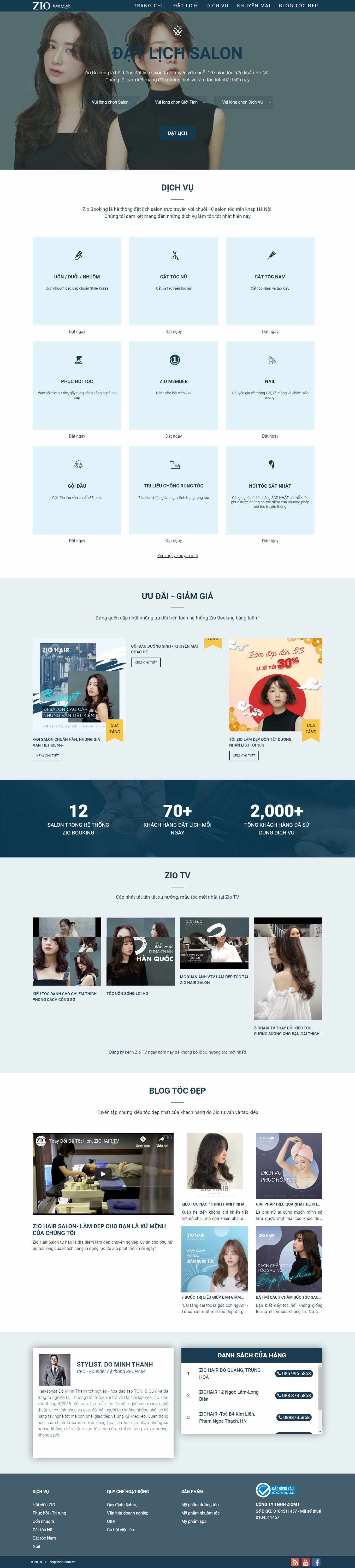 Thiết kế Website salon tóc -zio.salon - VietWebGroup.Vn