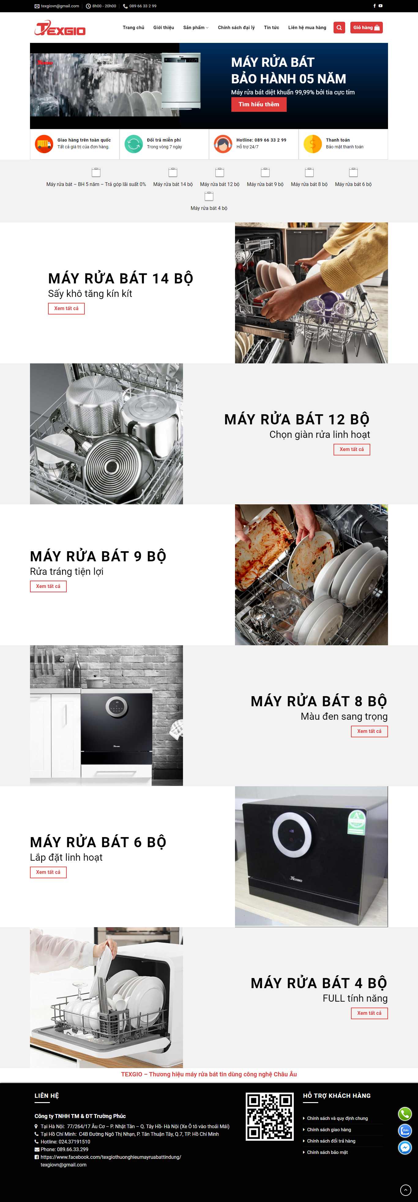 Thiết kế Website web máy rữa bát - texgiovn