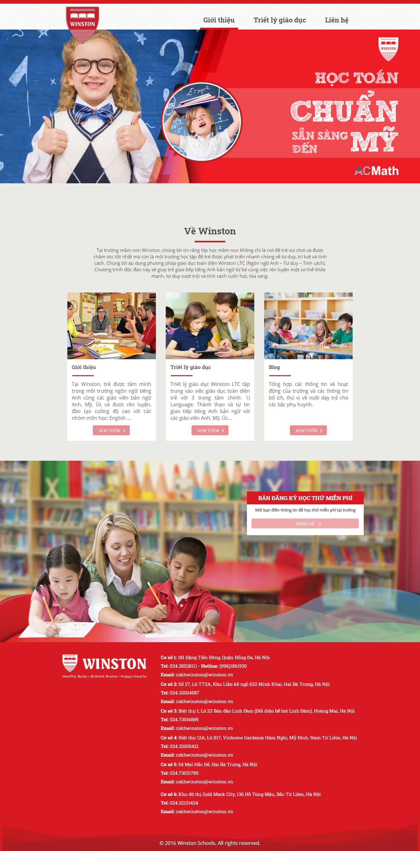 Thiết kế Website web trường mẫu giáo - winston.vn