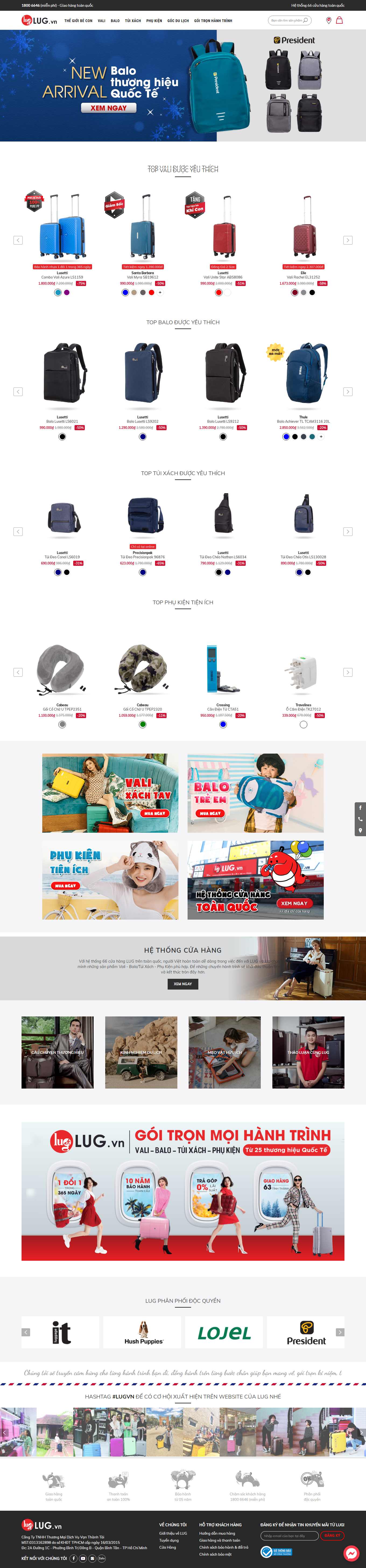 Thiết kế web cửa hàng vali - lug.vn