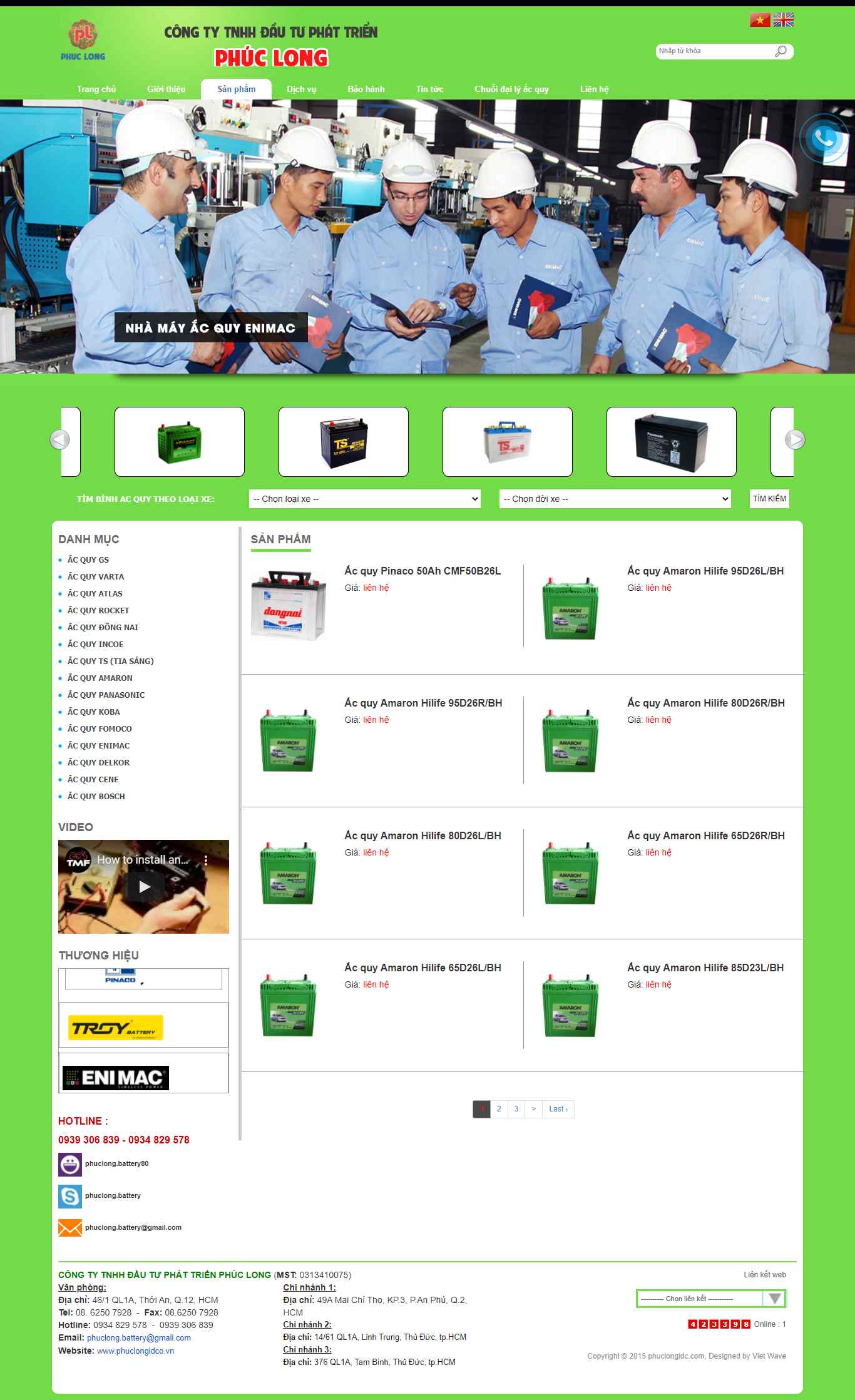 Thiết kế Website web ắc quy ô tô - phuclongidcovn