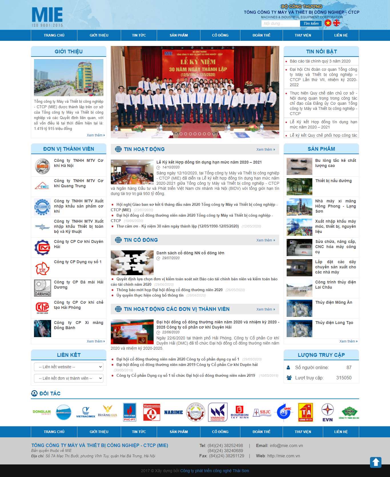 Thiết kế Website Web cơ khí - miecomvn