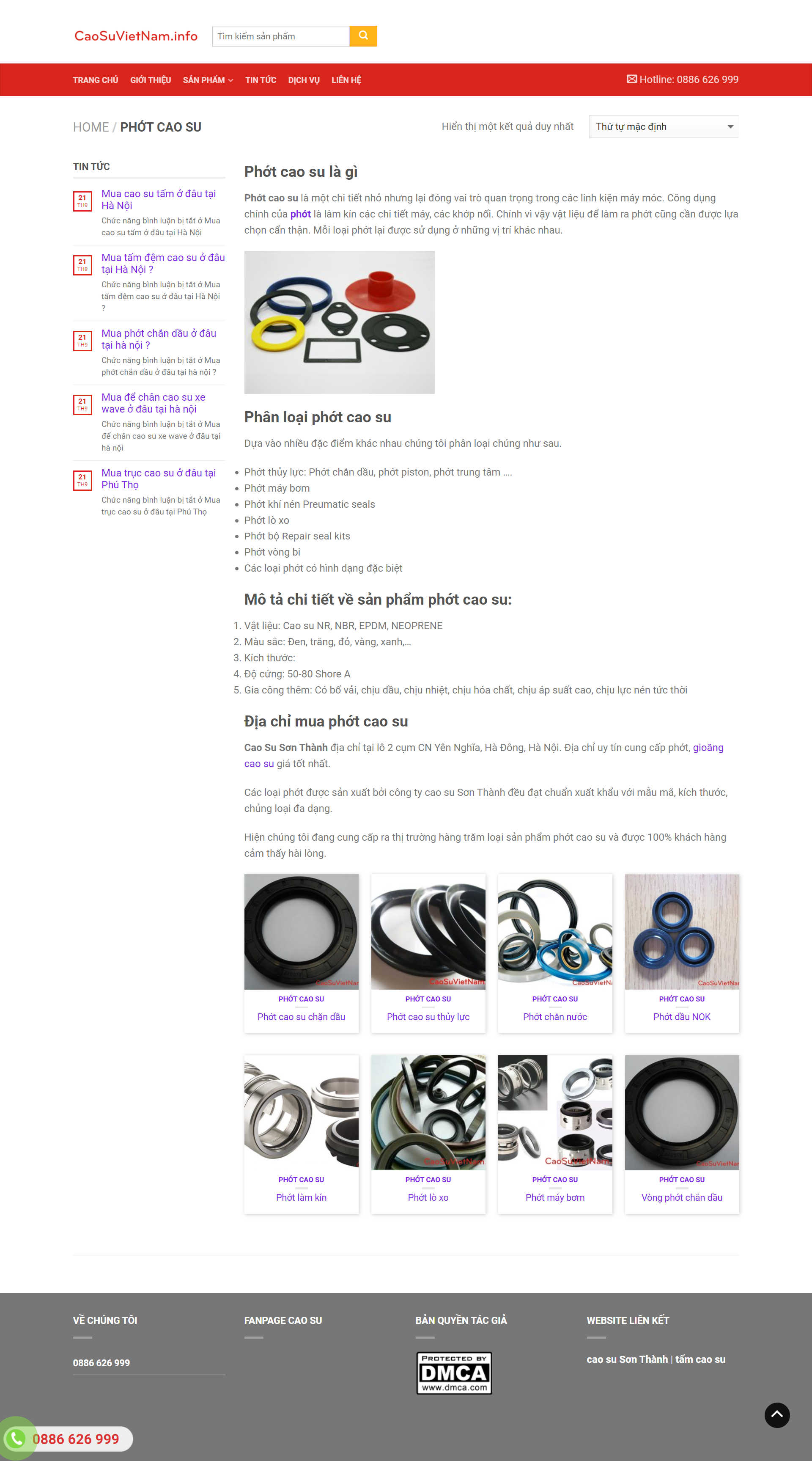 Thiết kế Website web phớt cao su - caosuvietnaminfo