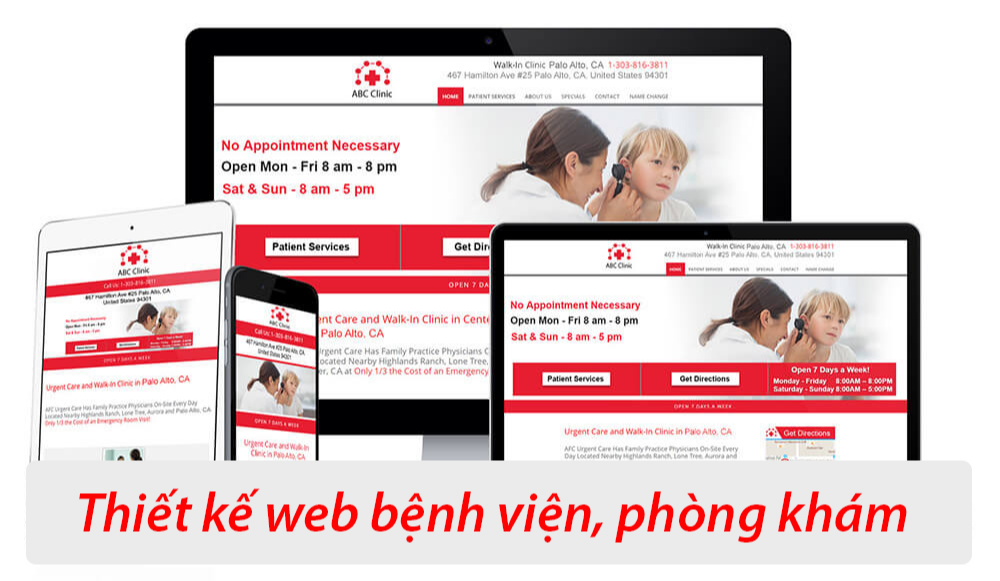Thiết kế website bệnh viện, ph&ograve;ng kh&aacute;m theo y&ecirc;u cầu
