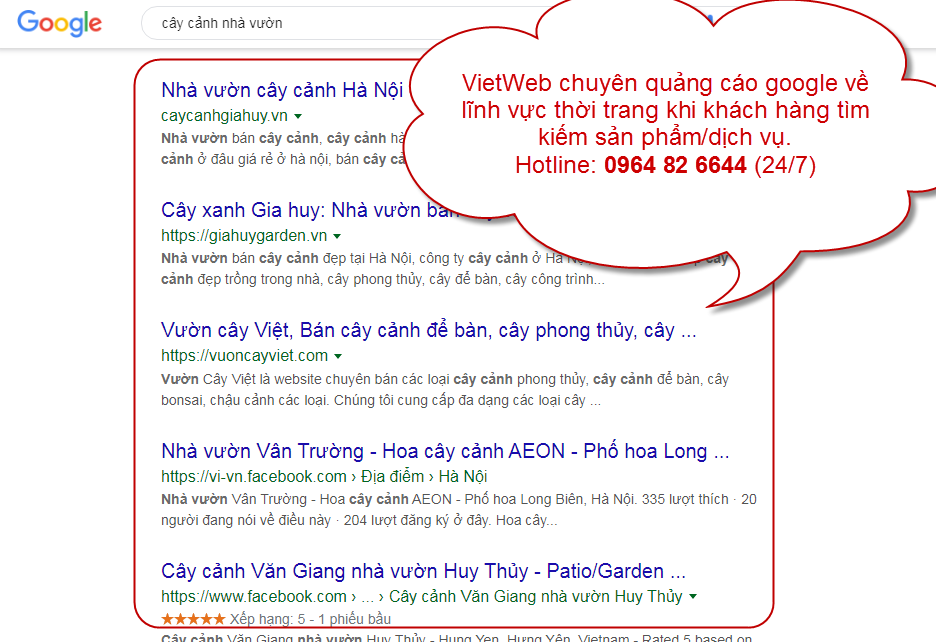 Quảng C&aacute;o Google C&acirc;y Cảnh Nh&agrave; Vườn C&oacute; Hiệu Quả Kh&ocirc;ng?