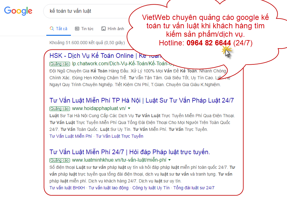 Quảng C&aacute;o Google Kế To&aacute;n Tư Vấn Luật C&oacute; Hiệu Quả Kh&ocirc;ng?
