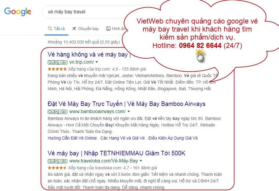 Quảng C&aacute;o Google B&aacute;n V&eacute; M&aacute;y Bay-Travel C&oacute; Hiệu Quả Kh&ocirc;ng?